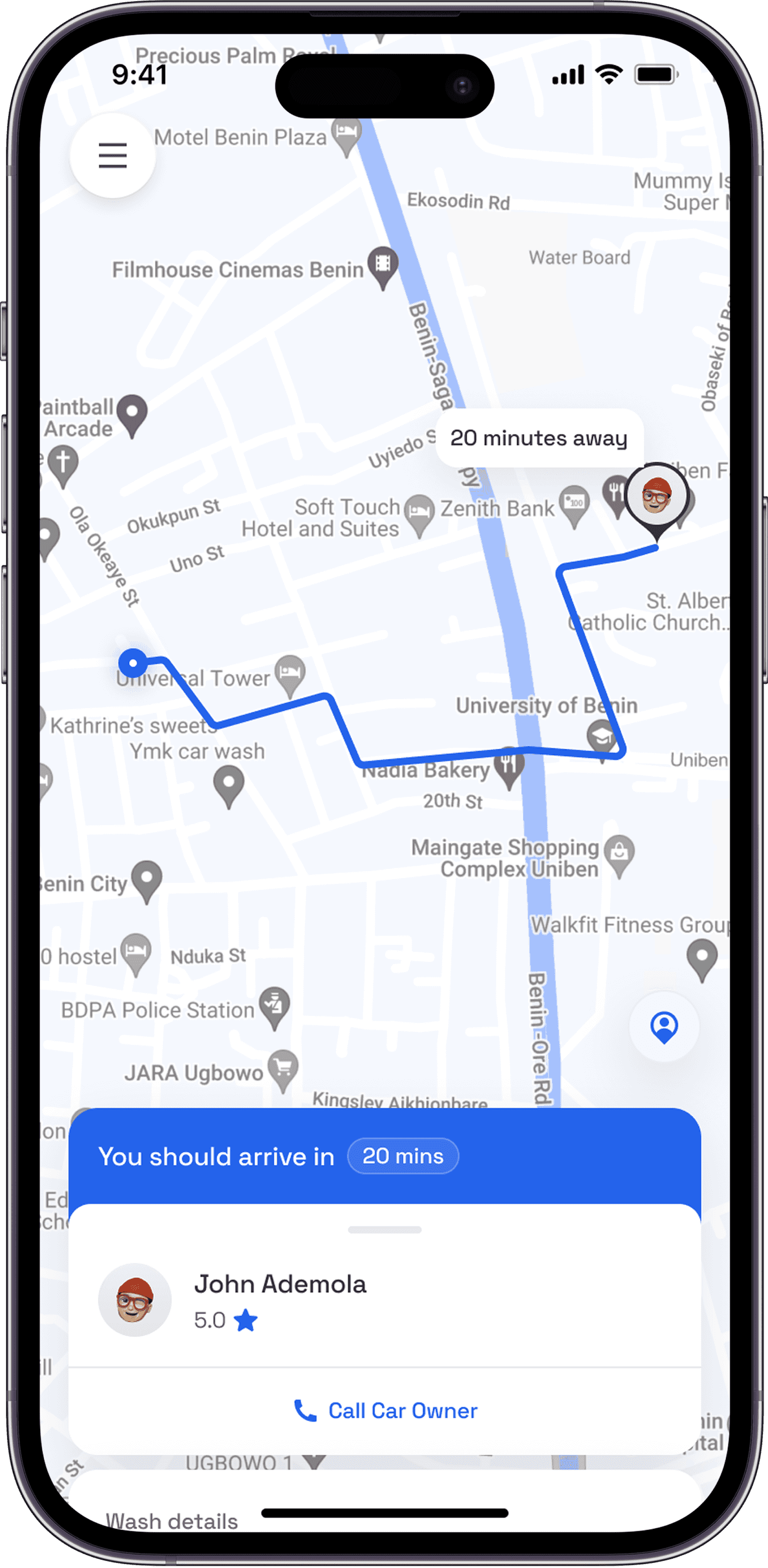 Washy App for Washers - Location direction