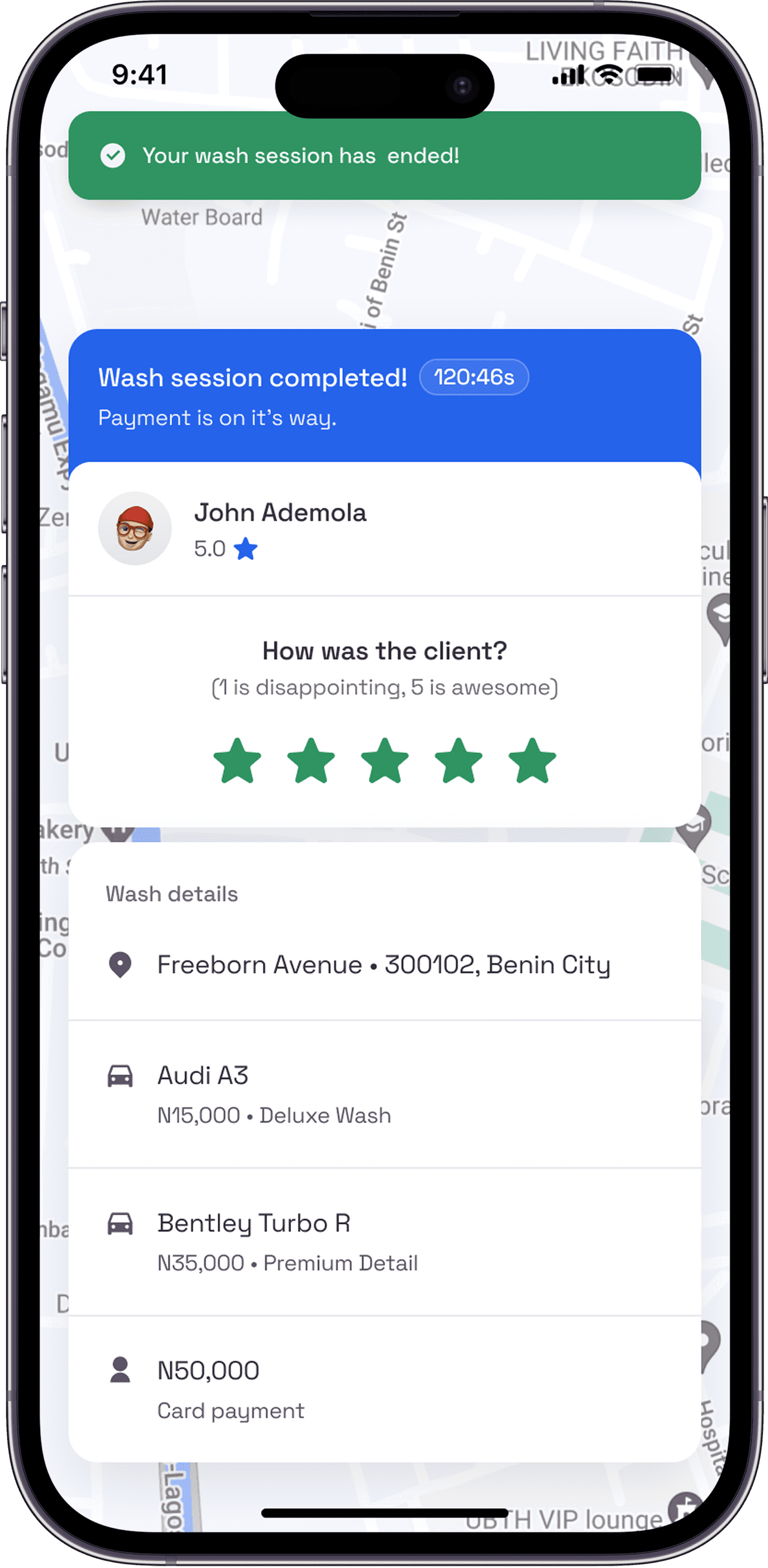 Washy App for Washers - Washing session end